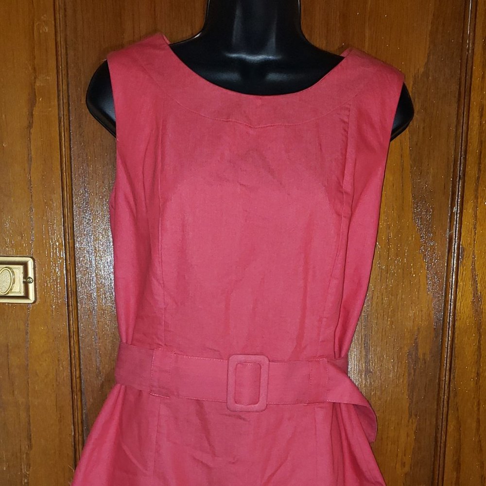 Sharagano Sleeveless Coral Thick Belted Dress Sz 10 Worn once